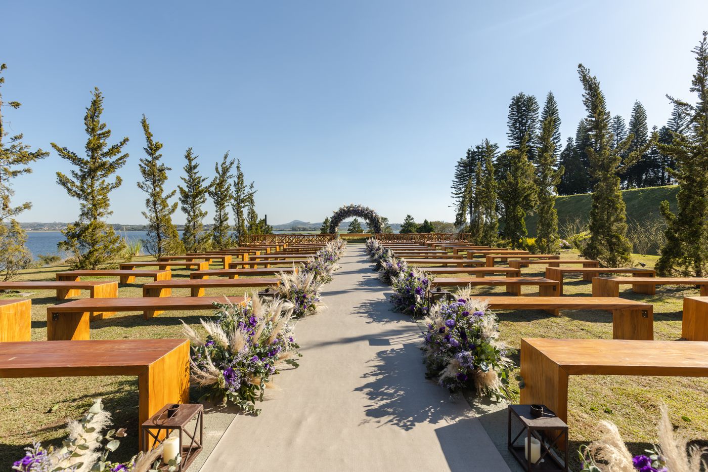 Wedding venue set for a reception