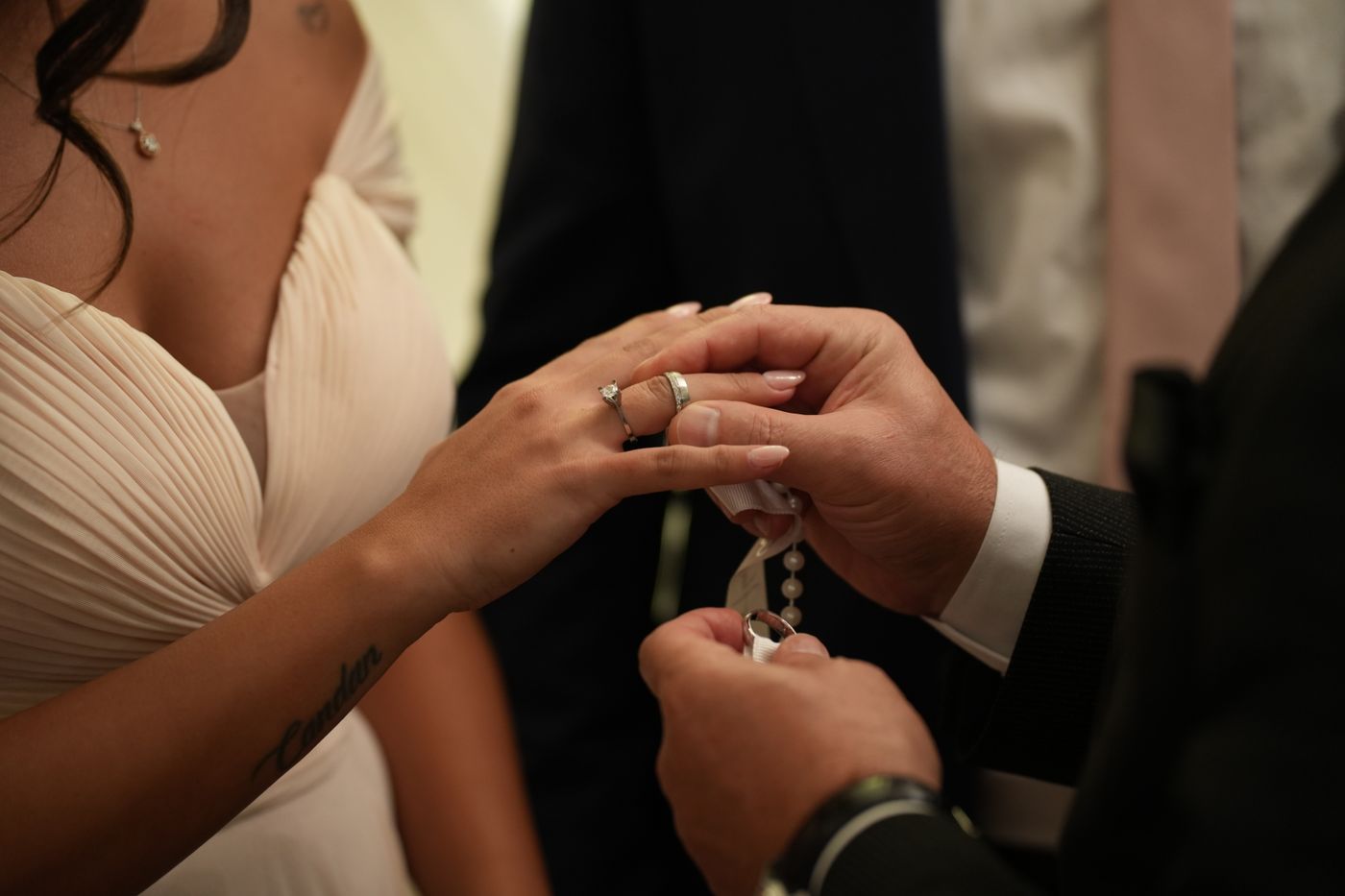 Engagement ring on a hand