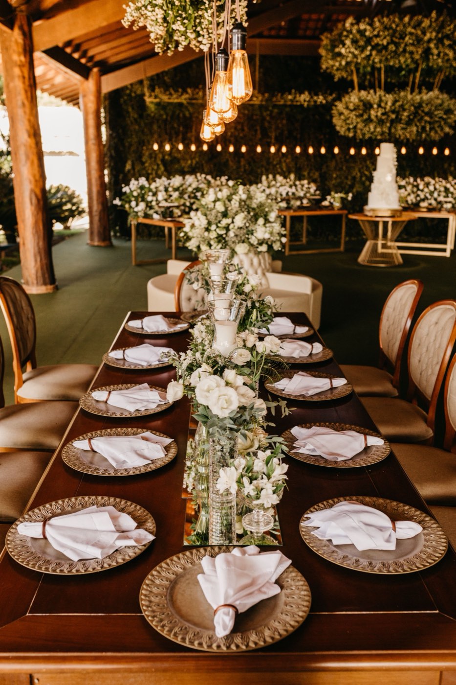 A wedding table set for dinner